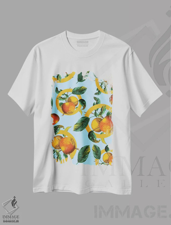 تیشرت سفید طرح دار طرح میوه های قدیمی II، دکور بوهمی اثر برجو کورکماز یورک | immage.ir