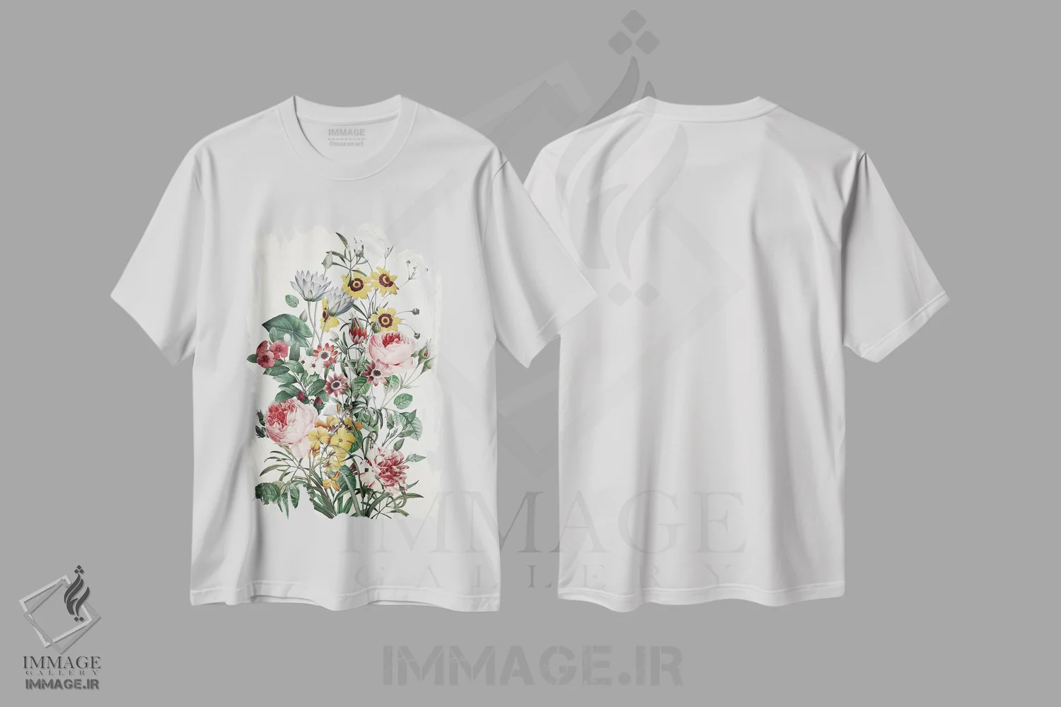 تیشرت سفید طرح دار گل بزرگ، دکور معاصر اثر برجو کورکماز یورک | فروشگاه ایماژ