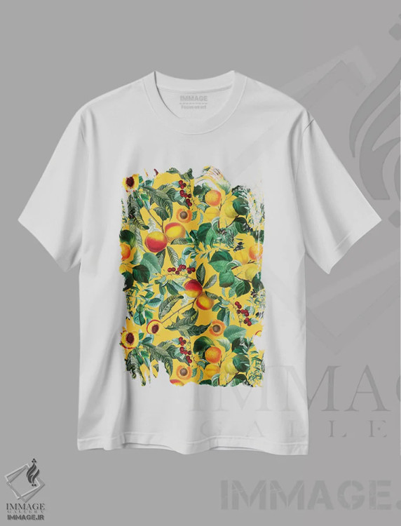 تیشرت سفید طرح دار طرح گل و میوه II، دکور معاصر اثر برجو کورکماز یورک | immage.ir