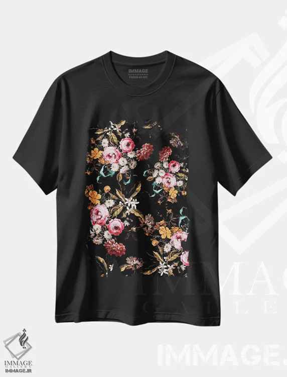 تیشرت مشکی طرح دار باغ نیمه شب IV، دکور معاصر اثر برجو کورکماز یورک | immage.ir