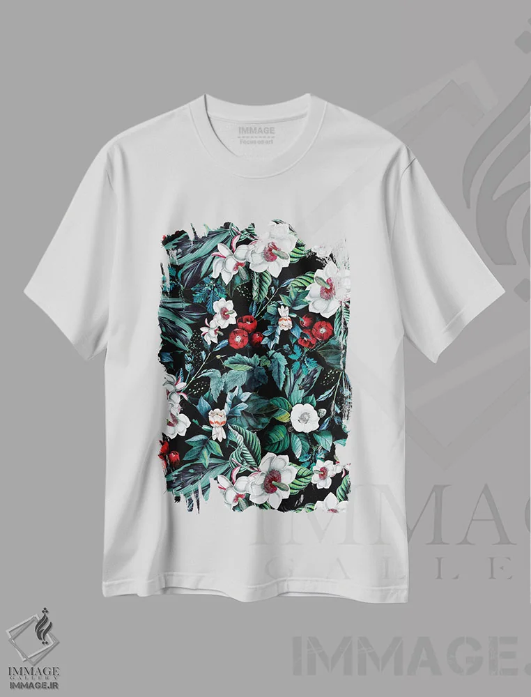 تیشرت سفید طرح دار باغ نیمه شب V، دکور معاصر اثر برجو کورکماز یورک | immage.ir