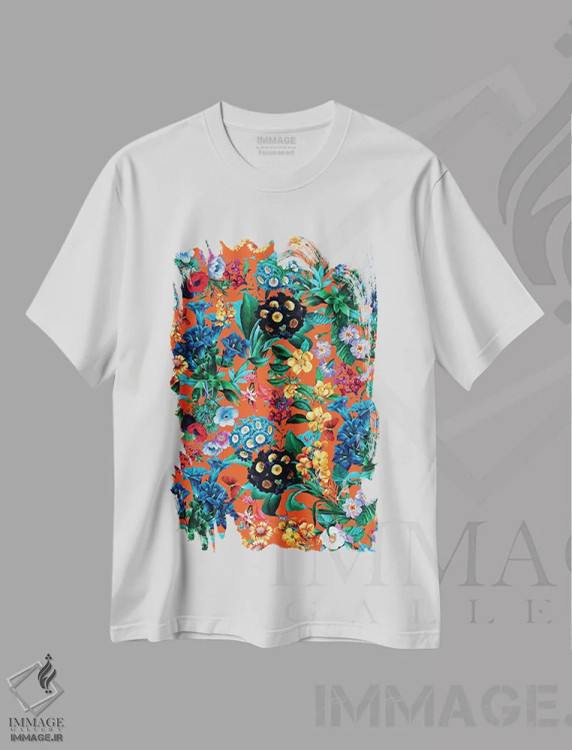 تیشرت سفید طرح دار باغ عاشقانه VII، دکور معاصر اثر برجو کورکماز یورک | فروشگاه ایماژ