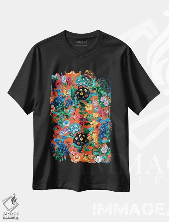 تیشرت مشکی طرح دار باغ عاشقانه VII، دکور معاصر اثر برجو کورکماز یورک | immage.ir