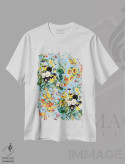 تیشرت سفید طرح دار باغ تابستانی IV، دکور معاصر اثر برجو کورکماز یورک | فروشگاه ایماژ