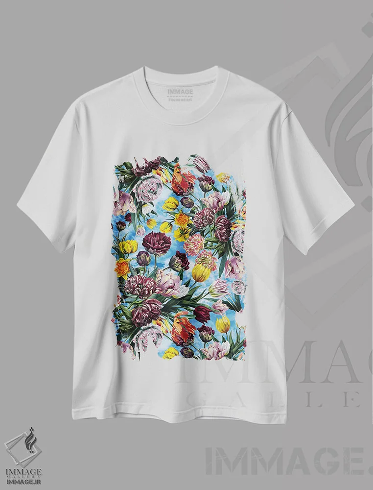 تیشرت سفید طرح دار باغ آسمانی، دکور معاصر اثر برجو کورکماز یورک | immage.ir