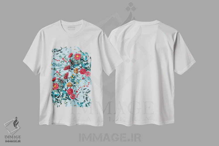 تیشرت سفید طرح دار باغ تابستانی III، دکور معاصر اثر برجو کورکماز یورک | immage.ir