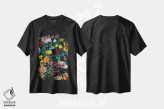 تیشرت مشکی طرح دار باغ گیاه شناسی چندرنگ، هنر دیجیتال اثر برجو کورکماز یورک | immage.ir