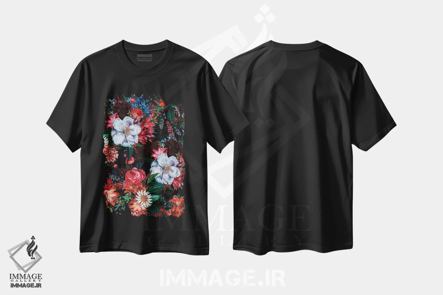 تیشرت مشکی طرح دار باغ نیمه شب XXII، هنر دیجیتال اثر برجو کورکماز یورک | immage.ir