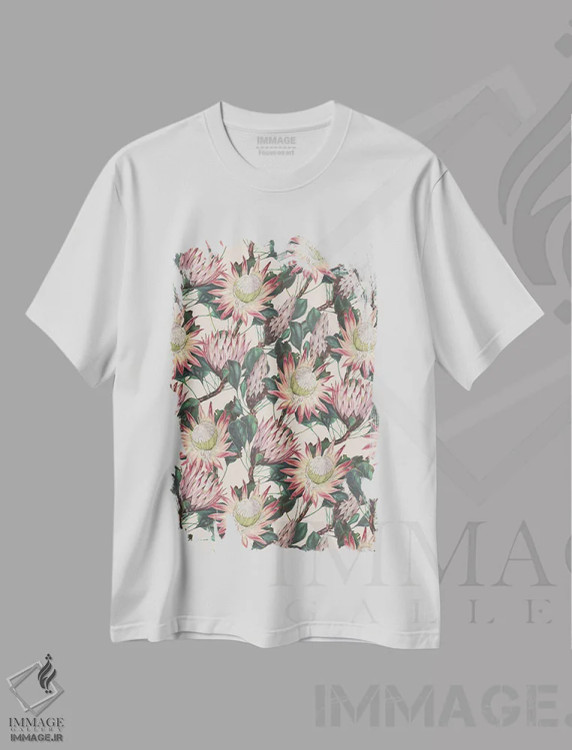 تیشرت سفید طرح دار باغ قدیمی XVI، تزئینی اثر برجو کورکماز یورک | فروشگاه ایماژ