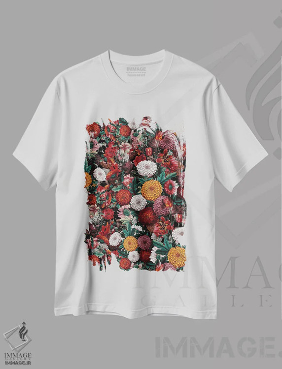 تیشرت سفید طرح دار باغ شب پاییزی II، تزئینی اثر برجو کورکماز یورک | immage.ir
