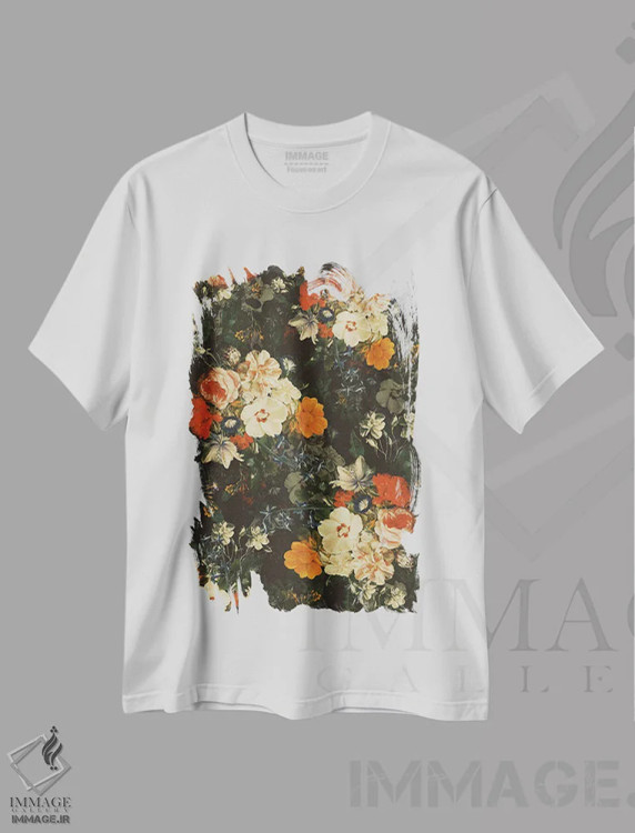 تیشرت سفید طرح دار باغ اسرارآمیز IV، تزئینی اثر برجو کورکماز یورک | immage.ir