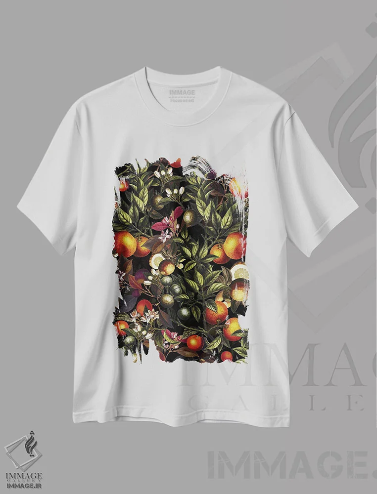 تیشرت سفید طرح دار طرح میوه های قدیمی XXVII، تزئینی اثر برجو کورکماز یورک | immage.ir