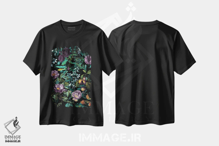 تیشرت مشکی طرح دار جنگل عجیب و غریب، دکوراسیون جایگزین اثر برجو کورکماز یورک | immage.ir