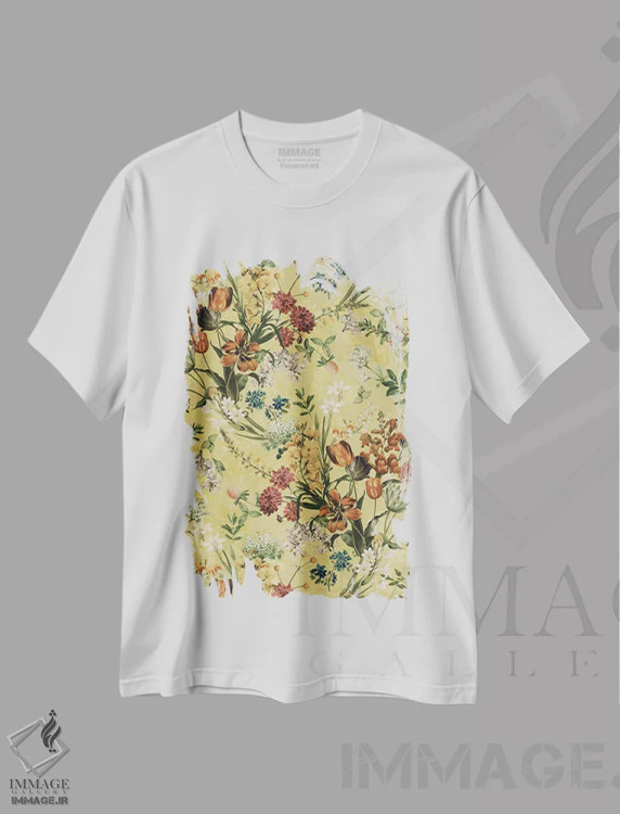 تیشرت سفید طرح دار باغ قدیمی XIV، تزئینی اثر برجو کورکماز یورک | immage.ir