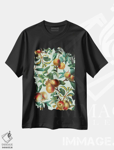 تیشرت مشکی طرح دار طرح میوه های قدیمی XXVI، تزئینی اثر برجو کورکماز یورک | فروشگاه ایماژ