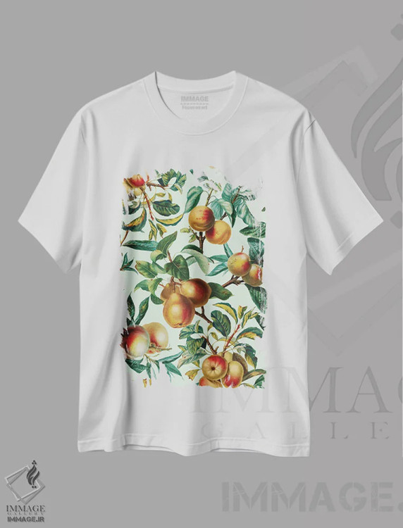 تیشرت سفید طرح دار طرح میوه های قدیمی XXVI، تزئینی اثر برجو کورکماز یورک | immage.ir