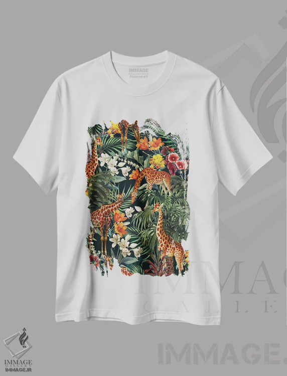 تیشرت سفید طرح دار جنگل زیبا شماره ۸، تزئینی اثر برجو کورکماز یورک | immage.ir