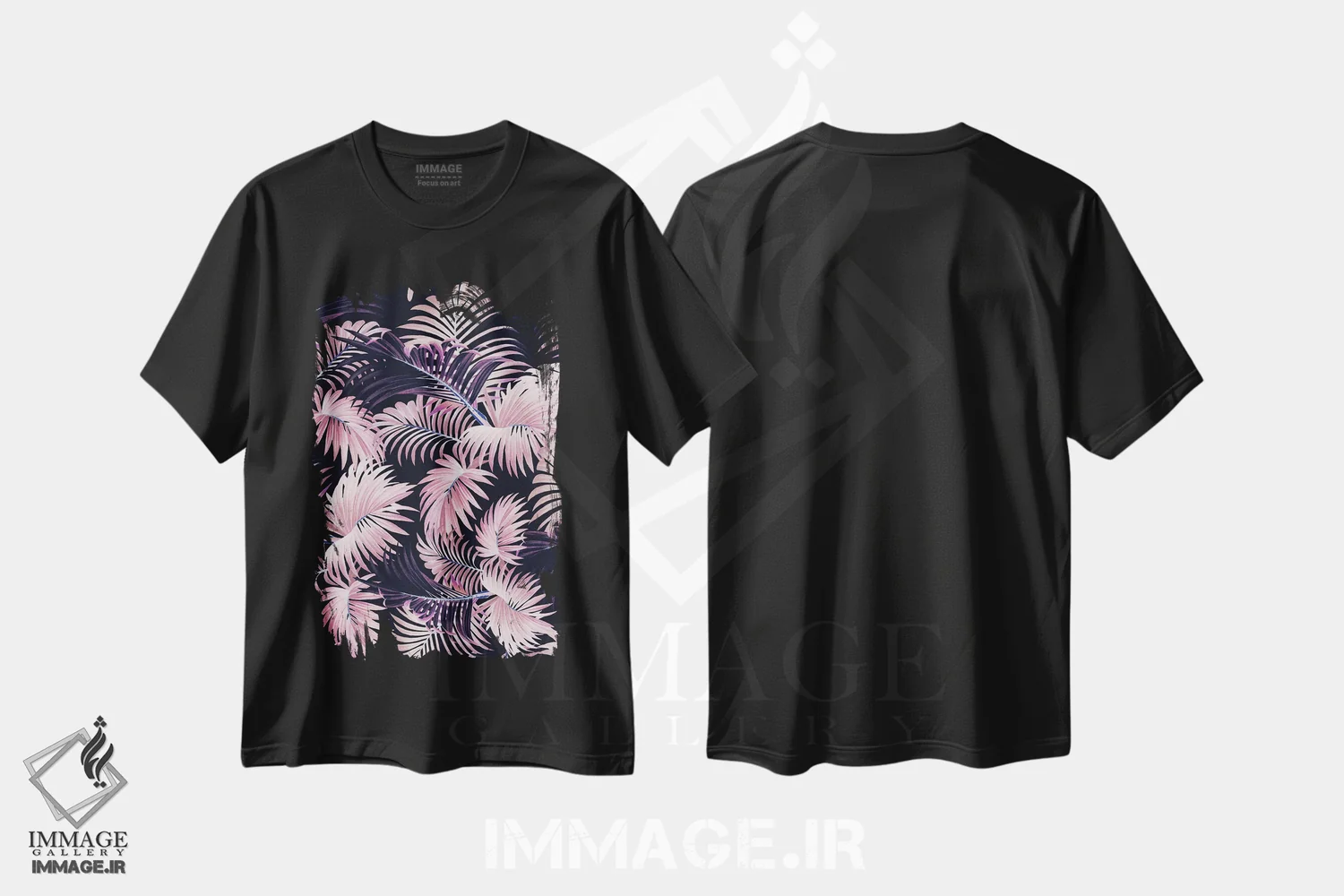 تیشرت مشکی طرح دار جنگل جادویی گرمسیری شماره ۵، تزئینی اثر برجو کورکماز یورک | immage.ir