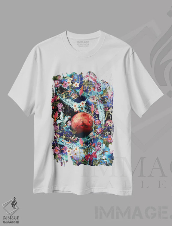 تیشرت سفید طرح دار مریخ اثر برجو کورکماز یورک | فروشگاه ایماژ