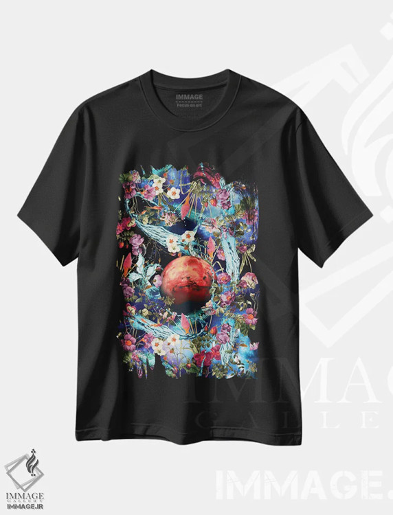 تیشرت مشکی طرح دار مریخ اثر برجو کورکماز یورک | immage.ir
