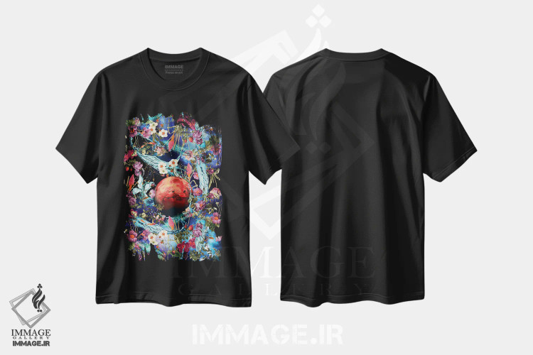 تیشرت مشکی طرح دار مریخ اثر برجو کورکماز یورک | immage.ir