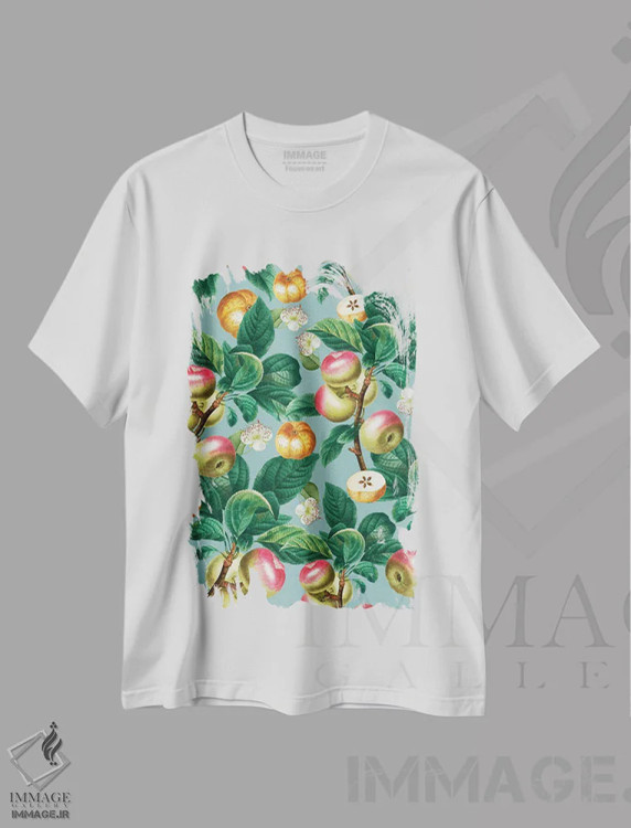 تیشرت سفید طرح دار طرح میوه های بهار-تابستان ۲۰۲۲، تزئینی اثر برجو کورکماز یورک | immage.ir