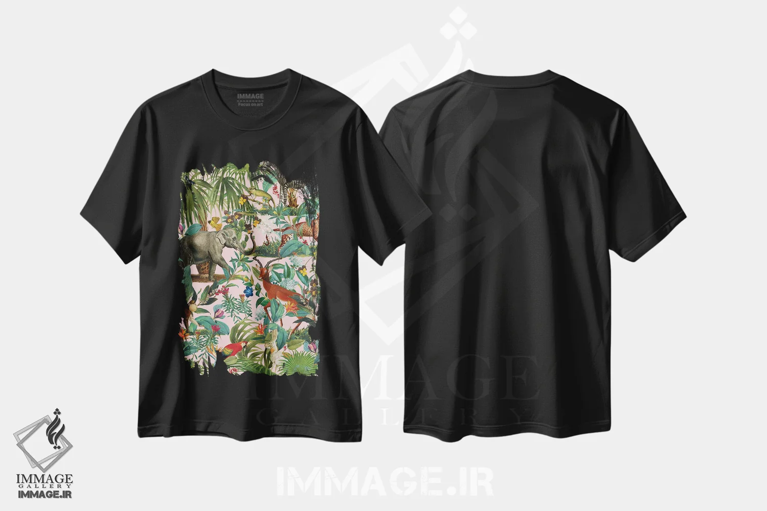 تیشرت مشکی طرح دار جنگل زیبا شماره ۹، تزئینی اثر برجو کورکماز یورک | فروشگاه ایماژ