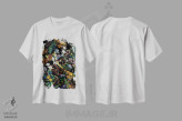 تیشرت سفید طرح دار باغ و مارها، هنر دیجیتال اثر برجو کورکماز یورک | فروشگاه ایماژ