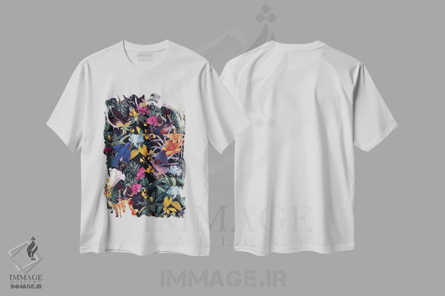 تیشرت سفید طرح دار سرزمین پرندگان، هنر دیجیتال اثر برجو کورکماز یورک | immage.ir