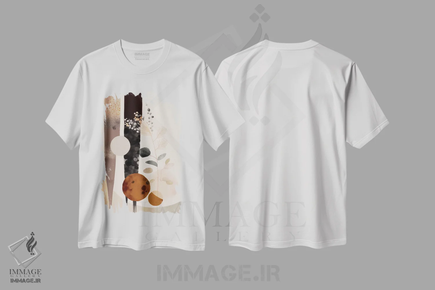 تیشرت سفید طرح دار نور ماه زیبا، آبستره اثر بلا ایو | فروشگاه ایماژ