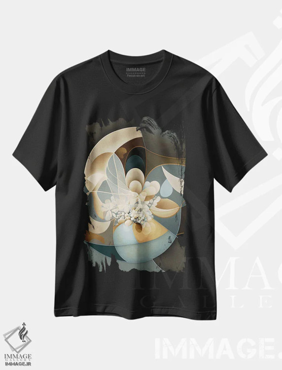 تیشرت مشکی طرح دار فراکتال های گیاهی، آبستره اثر بلا ایو | immage.ir