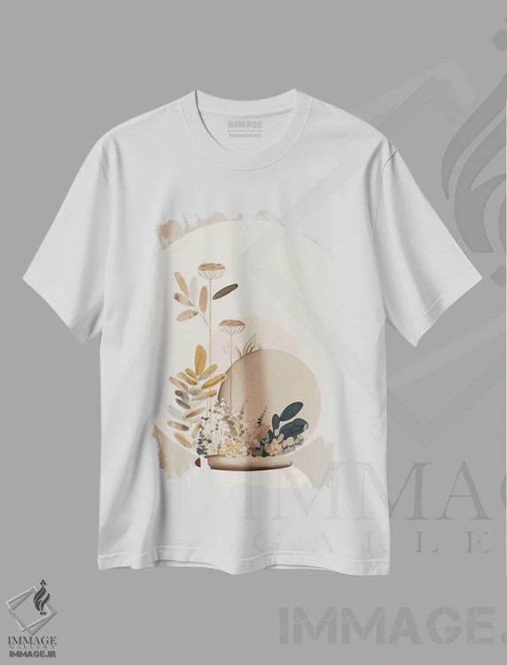 تیشرت سفید طرح دار شگفتی های شکوفه ای دایره ای، آبستره اثر بلا ایو | immage.ir