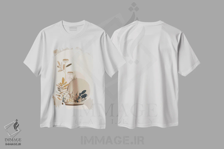 تیشرت سفید طرح دار شگفتی های شکوفه ای دایره ای، آبستره اثر بلا ایو | immage.ir