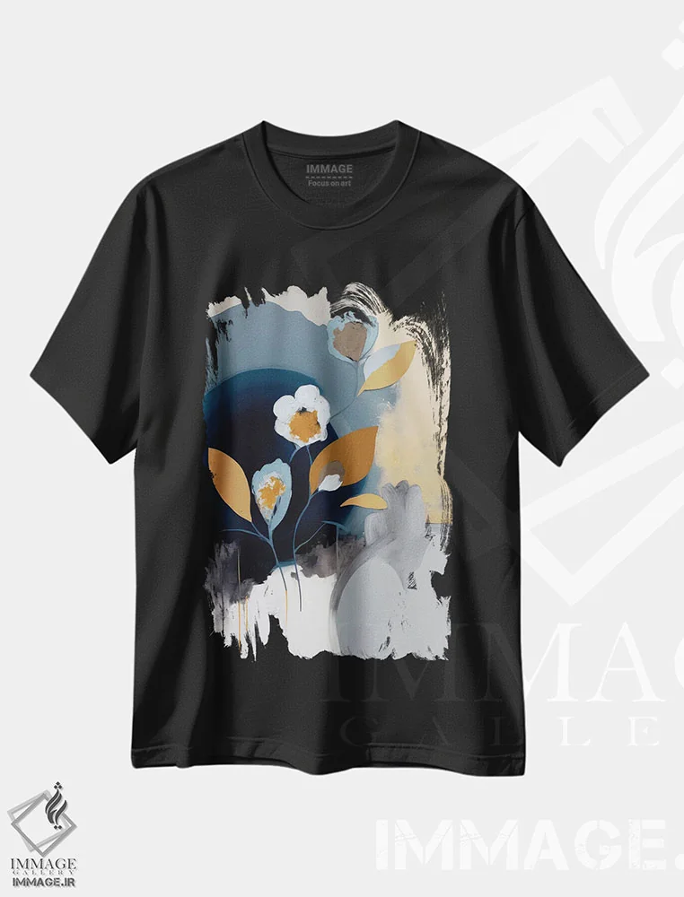 تیشرت مشکی طرح دار اسی، آبستره اثر بلا ایو | فروشگاه ایماژ