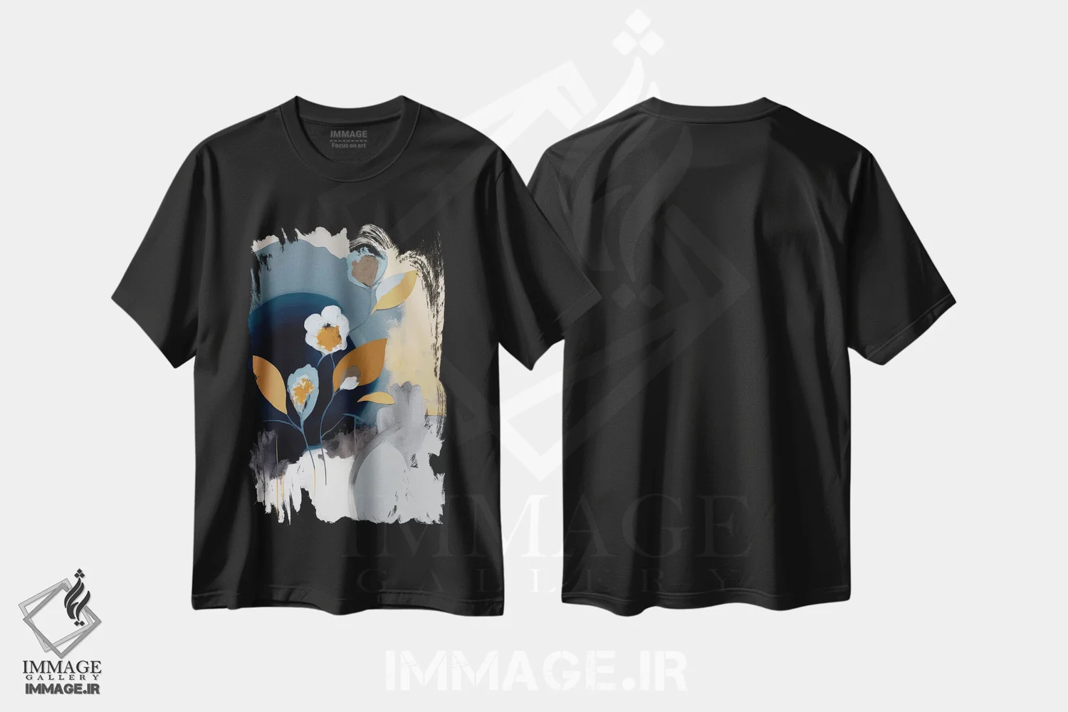 تیشرت مشکی طرح دار اسی، آبستره اثر بلا ایو | فروشگاه ایماژ