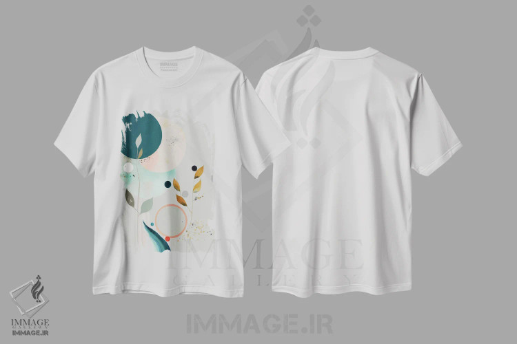 تیشرت سفید طرح دار دایره های مدرن، آبستره اثر بلا ایو | immage.ir