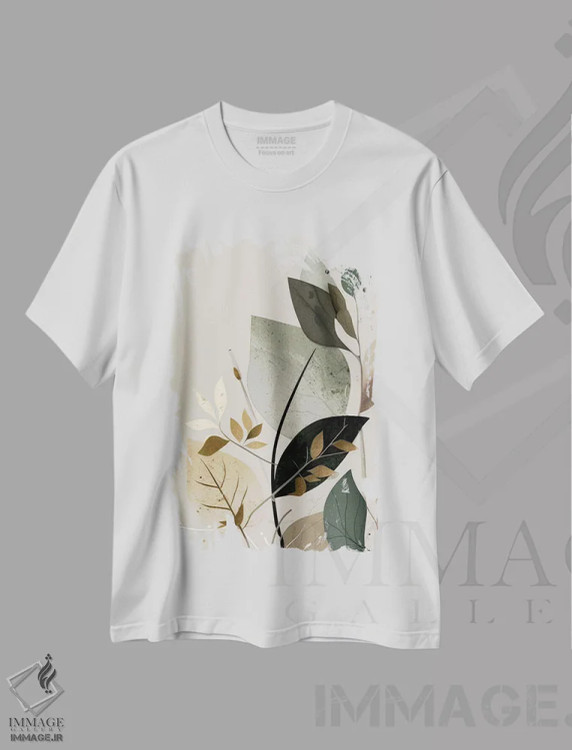 تیشرت سفید طرح دار سرخس، آبستره اثر بلا ایو | immage.ir