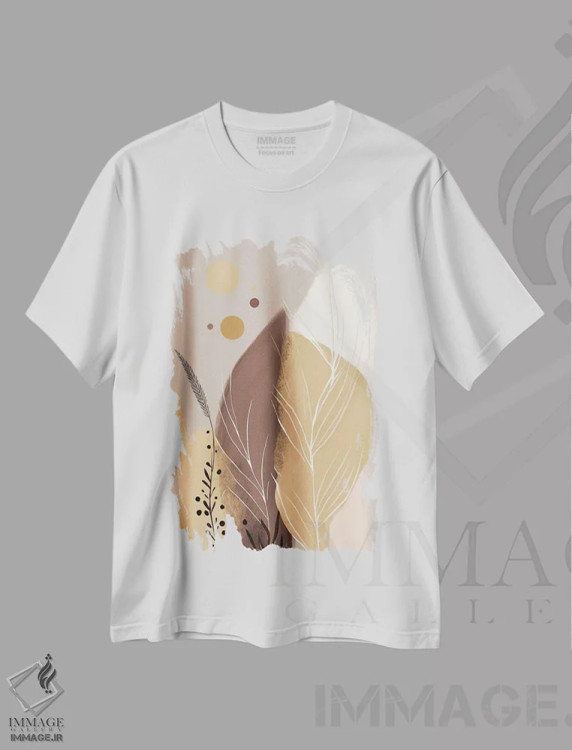 تیشرت سفید طرح دار قبیلهٔ خاکی مدرن ۲، آبستره اثر بلا ایو | immage.ir