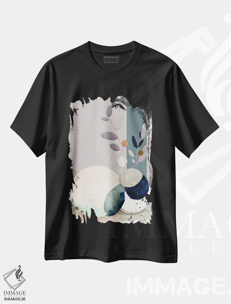 تیشرت مشکی طرح دار اسطوخودوس مدرن، آبستره اثر بلا ایو | immage.ir
