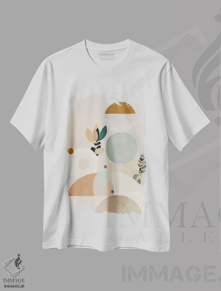 تیشرت سفید طرح دار دایره های مدرن، آبستره اثر بلا ایو | immage.ir