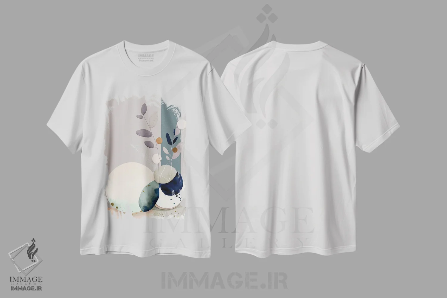 تیشرت سفید طرح دار اسطوخودوس مدرن، آبستره اثر بلا ایو | فروشگاه ایماژ