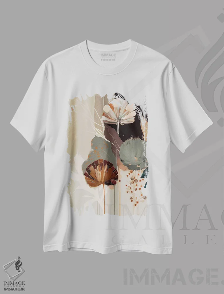 تیشرت سفید طرح دار شکوفهٔ ارگانیک، آبستره اثر بلا ایو | immage.ir