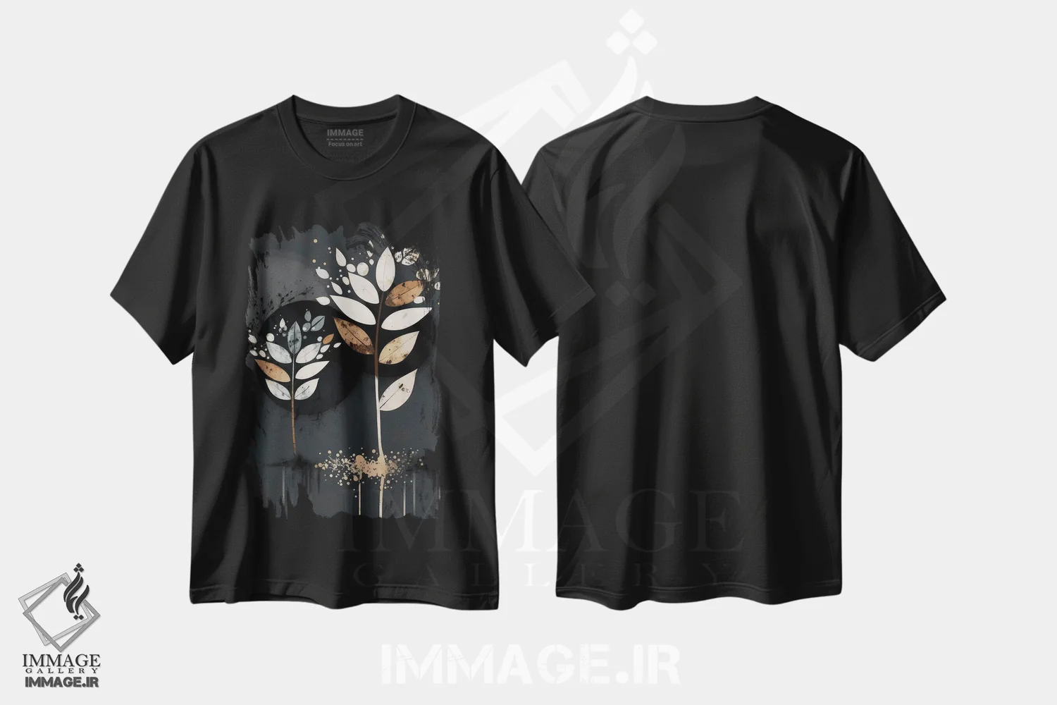 تیشرت مشکی طرح دار انعکاس های گرگ و میش، آبستره اثر بلا ایو | immage.ir