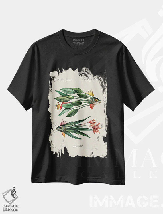تیشرت مشکی طرح دار ماهی برگ، دکوراسیون جایگزین اثر بتو وال | immage.ir