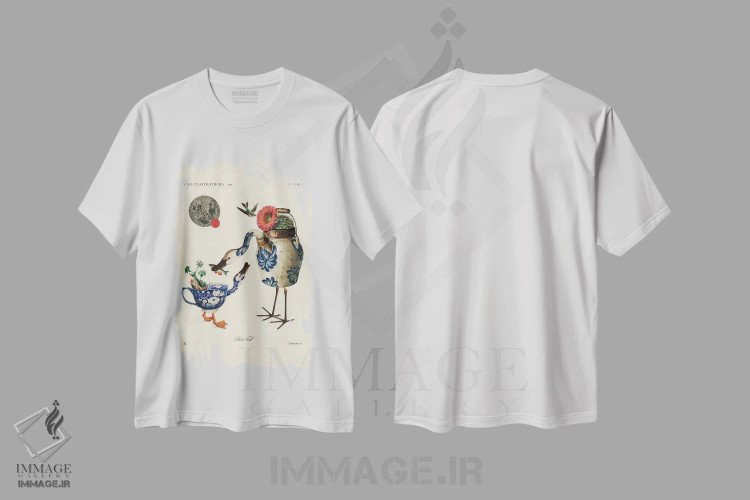 تیشرت سفید طرح دار مادر و پسر، تزئینی اثر بتو وال | فروشگاه ایماژ