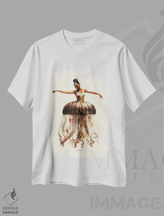 تیشرت سفید طرح دار رقاص، دکوراسیون جایگزین اثر بتو وال | فروشگاه ایماژ