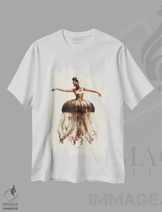 تیشرت سفید طرح دار رقاص، دکوراسیون جایگزین اثر بتو وال | فروشگاه ایماژ