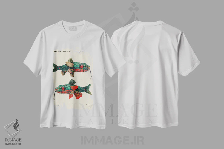 تیشرت سفید طرح دار ماهی مار، دکوراسیون جایگزین اثر بتو وال | فروشگاه ایماژ