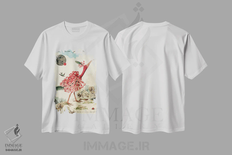 تیشرت سفید طرح دار گل فلامینگو، دکوراسیون جایگزین اثر بتو وال | immage.ir