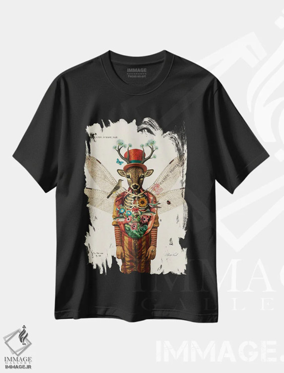 تیشرت مشکی طرح دار مرد سیرک، تزئینی اثر بتو وال | immage.ir